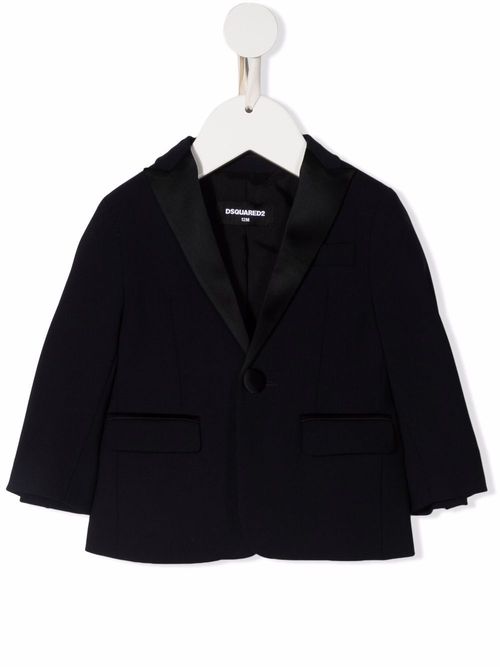 Single-breasted wool blazer - Blue