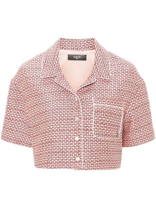 Bouclé cropped shirt - Pink