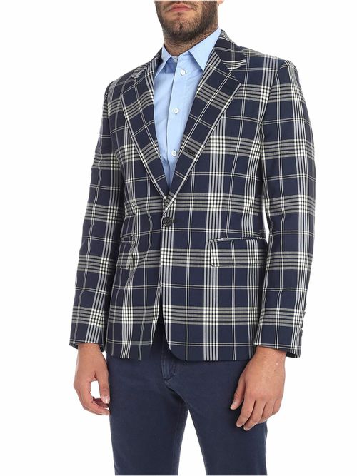 Blue tartan printed jacket