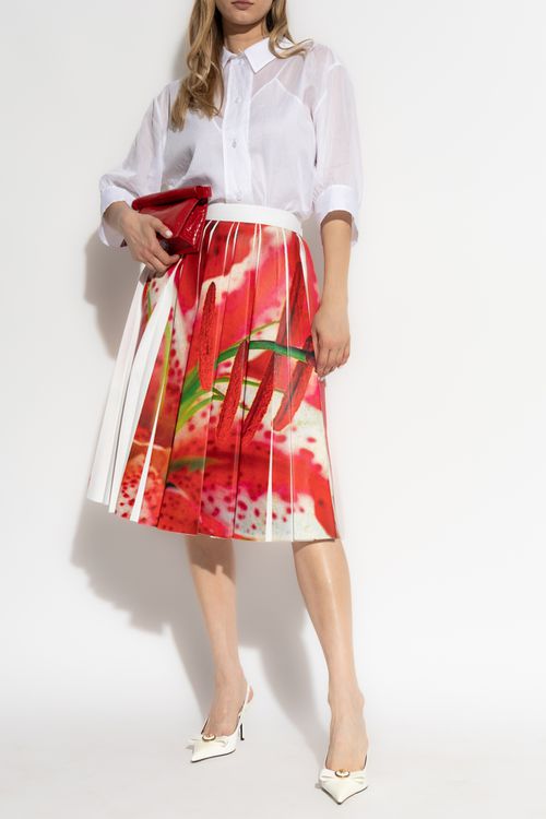 Tory Burch Pleated Skirt With Colorful Print, Women's, Red