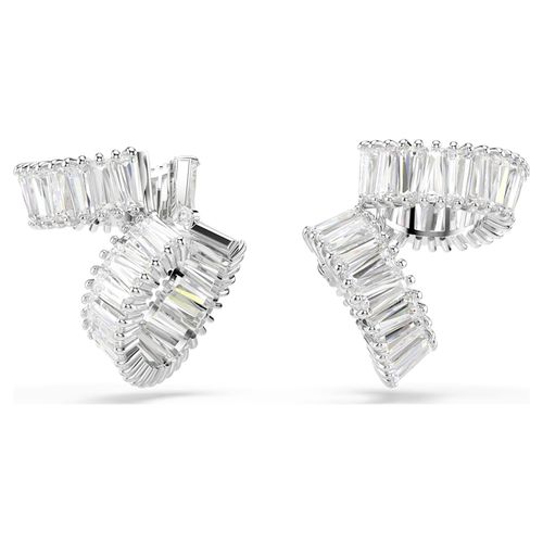 Ariana Grande x ear cuffs, Baguette cut, White, Rhodium plated