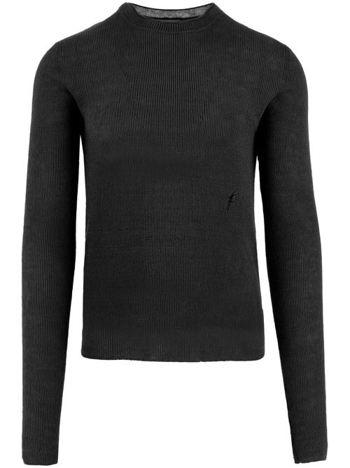 Ribbed-knit linen jumper - Black