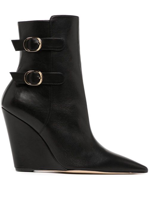 Pointed-toe 100mm wedge boots - Black