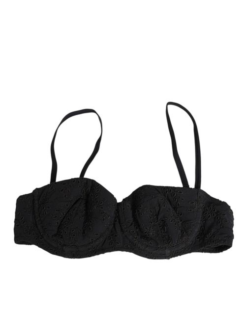 Embroidered Underwire Bra — Black