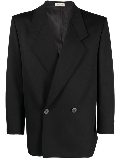 Double-breasted virgin wool blazer - Black