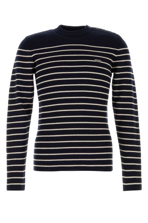 Striped Wool Sweater — Navy