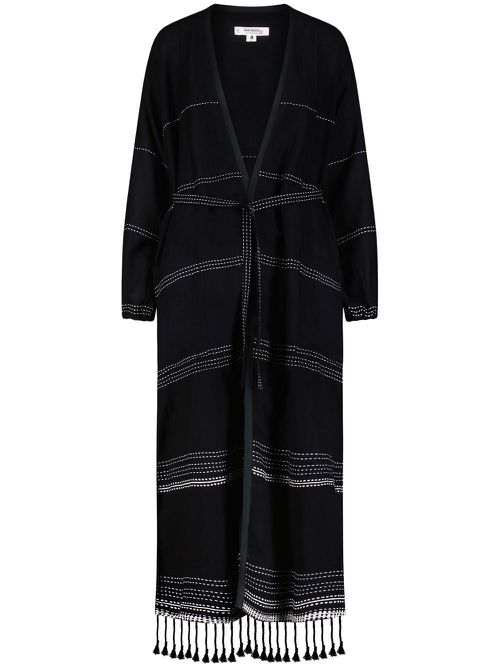 Leliti fringed beach robe - Black