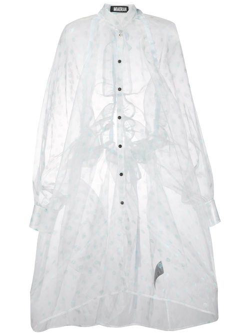 Polda-dot chiffon shirt dress - White