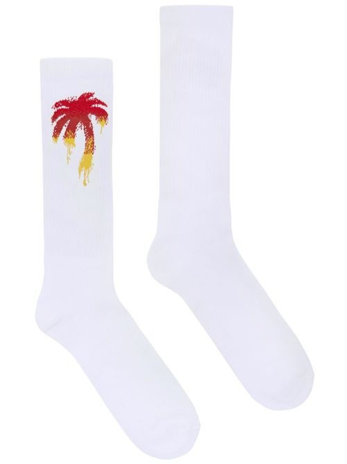 Palm-motif calf socks - White