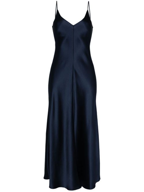 V-neck slip silk dress - Blue