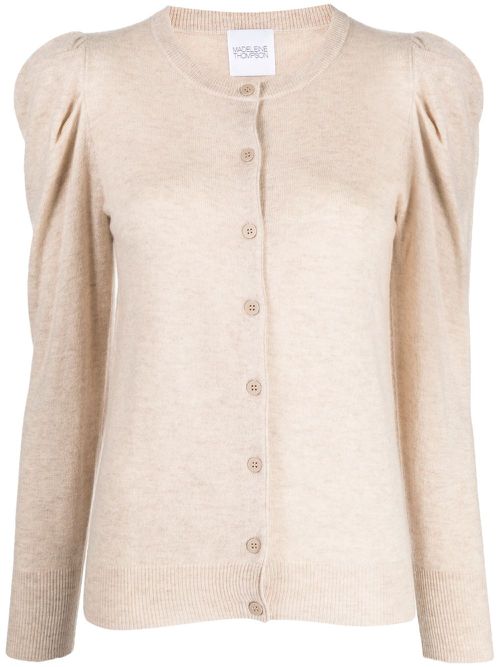 Long-sleeve ruched cardigan - Neutrals