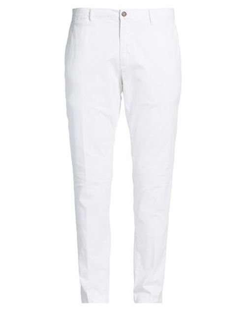 Man Pants White Size 42 Cotton, Elastane