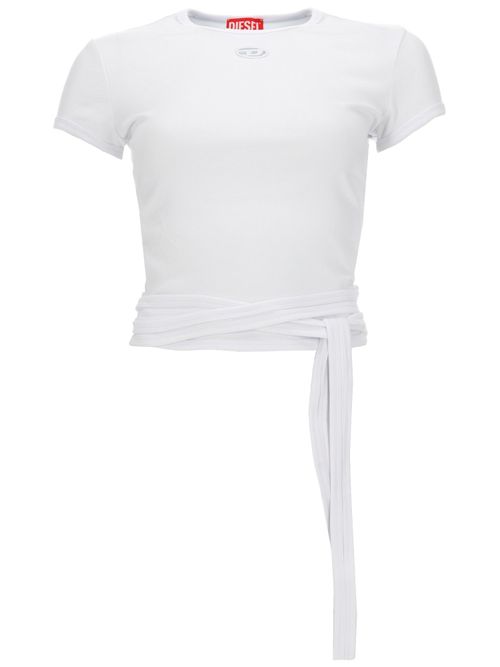 T-shirt a costine con lacci