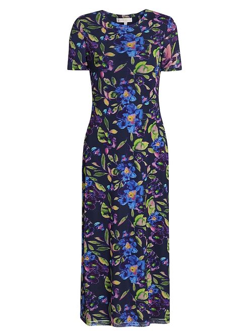 Women's Kamila Painted Floral Midi-Dress - Navy Floral Mesh