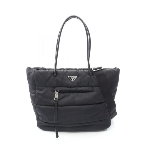 Prada Black Nylon Leather Tote Bag Pre-Owned