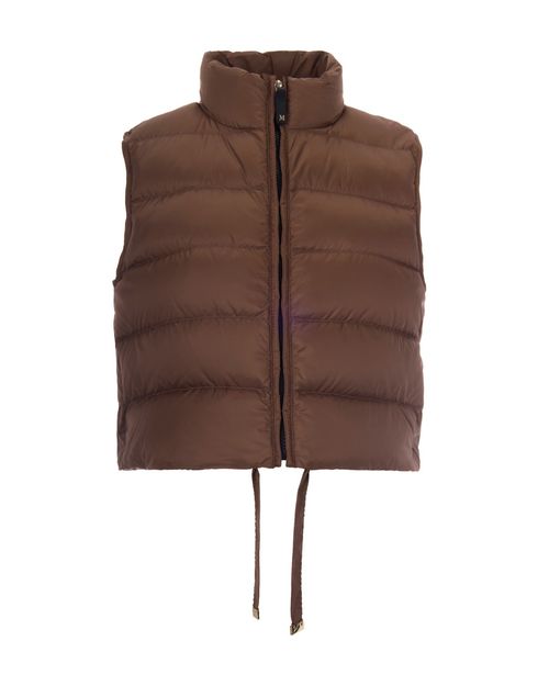 Brown Quilted Mock Collar Jacket