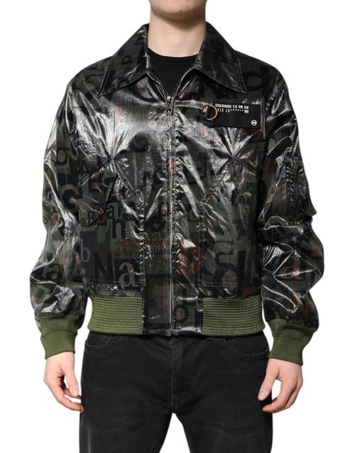 Logo-Print Nylon Bomber Jacket — Black