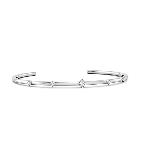 Angara 0.51 CTW Five-Stone Round Diamond Station Cuff Bracelet in Platinum
