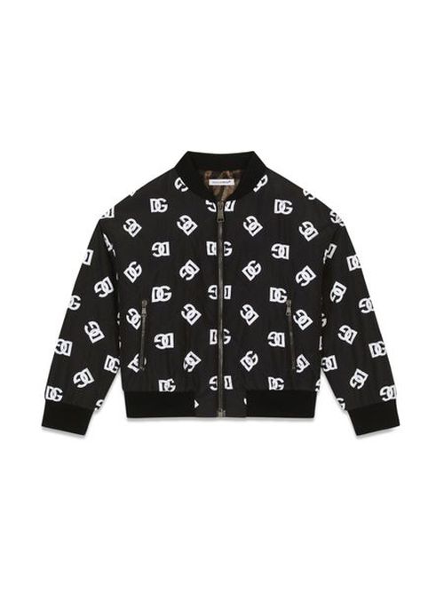 Dolce & Gabbana Kids All-Over Logo Printed Bomber Jacket