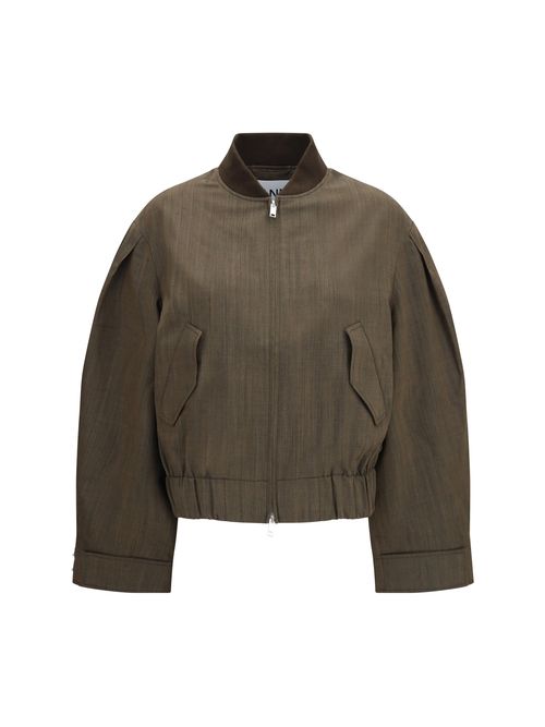 Merino Wool Bomber Jacket — Brown