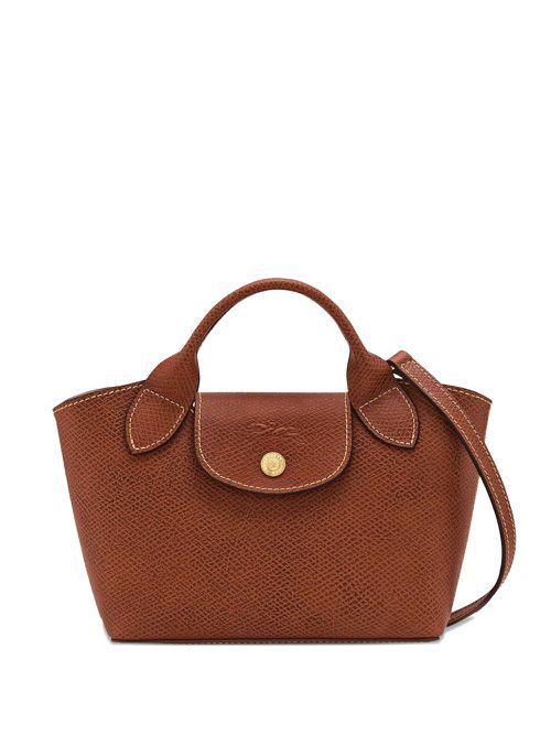 Épure textured leather mini bag - Brown