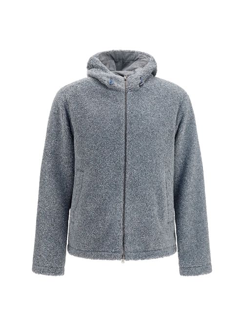 Teddy-Effect Hooded Jacket — Gray