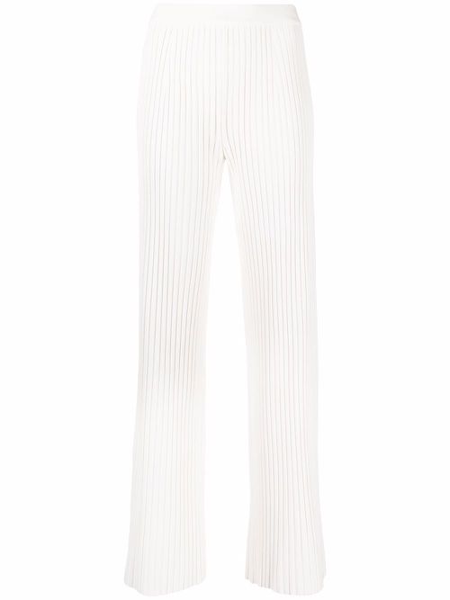 Ribbed knitted trousers - White