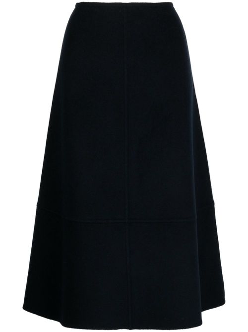 High-waisted knitted midi skirt - Blue