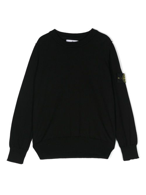 Compass-motif cotton jumper - Black