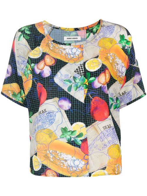 Graphic-print silk T-shirt - Black