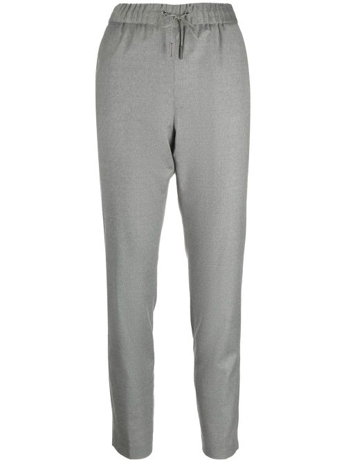 Drawstring Straight-Leg Trousers — Grey