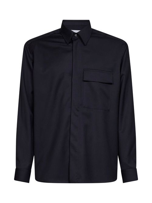 Virgin Wool Overshirt — Navy