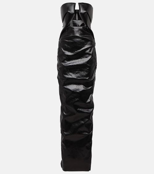 Prong cutout coated denim gown