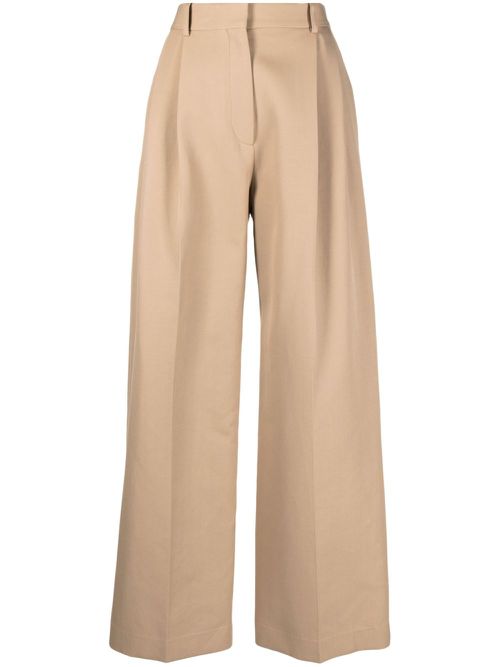 Wide-leg tailored-cut trousers - Brown