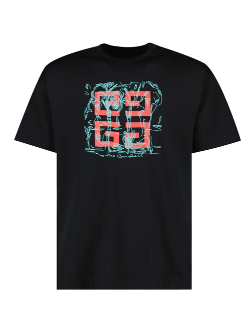 Givenchy Embroidered 4G Logo Print T-hirt in Black - Black