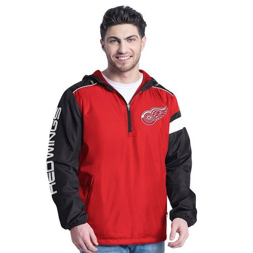 En's G-III Sports by Carl Banks Red/Black Detroit Red Wings Lateral Half-Zip Hoodie Jacket, : ediu