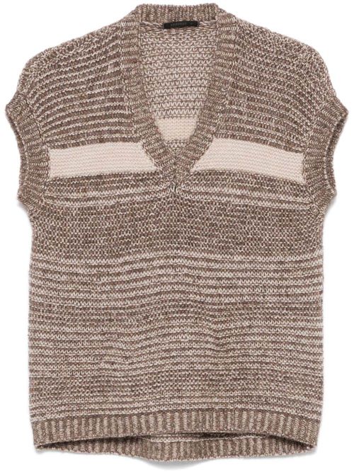 Ribbed-knit vest - Brown