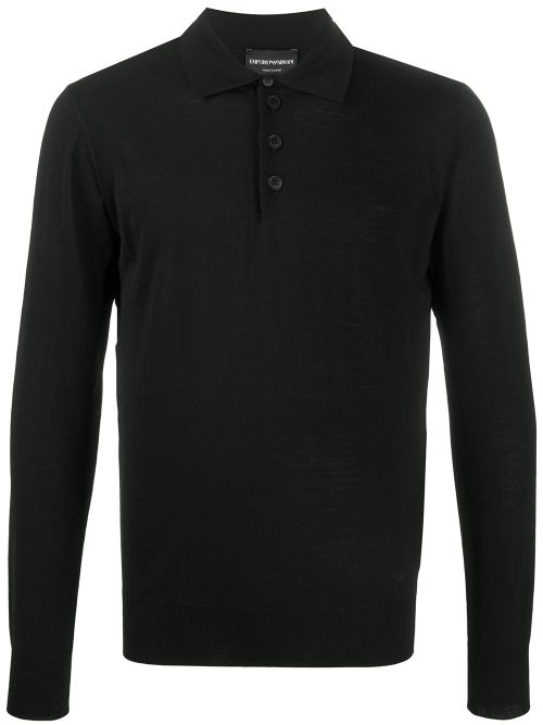 Long sleeve polo shirt - Black