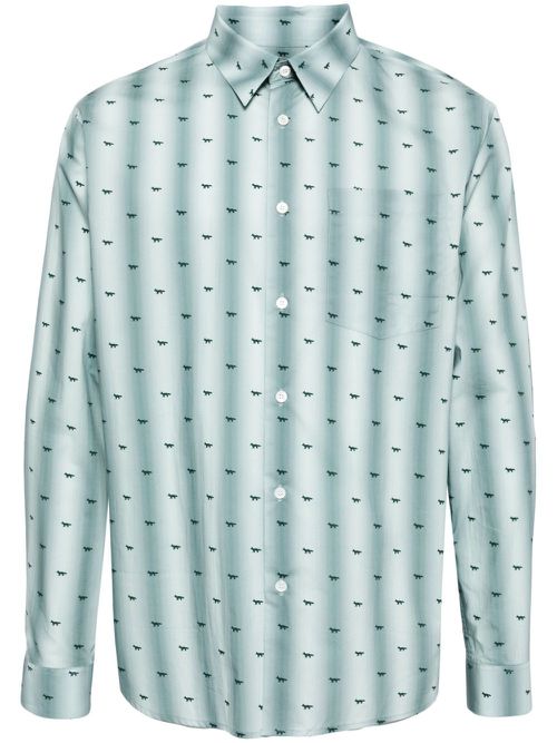 Logo-print cotton shirt - Green