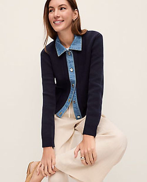 Ann Taylor Weekend Denim Sweater Jacket