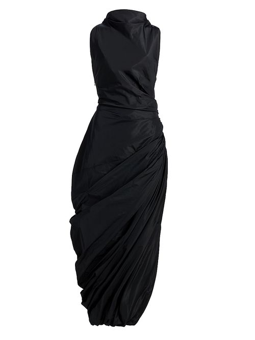 Women's Dora Gathered Taffeta Dress - Black