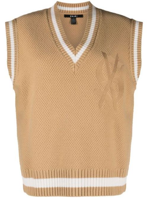 Contrasting-trim detail vest