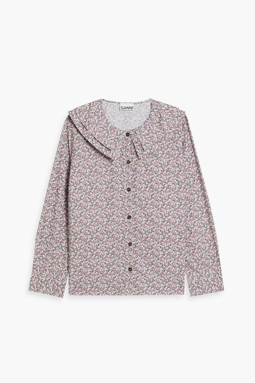 Floral-print cotton-poplin shirt