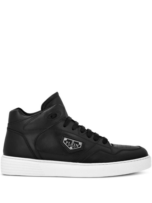 Leather hi-top sneakers - Black