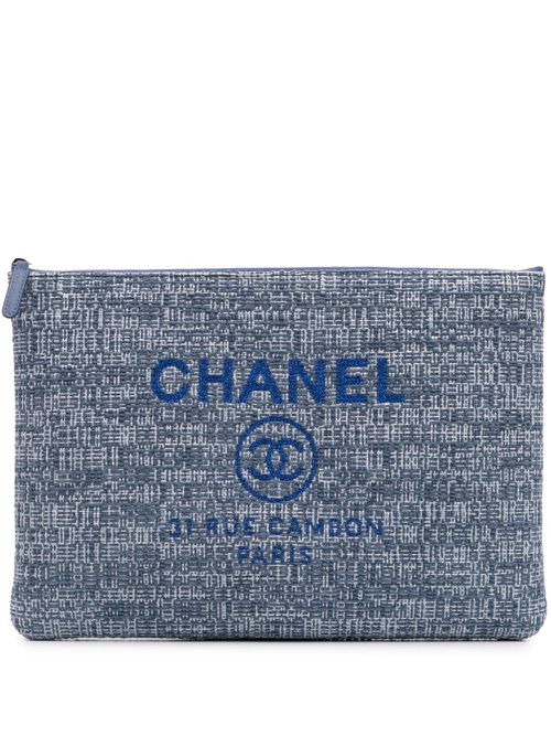 CHANEL Pre-Owned 여성 2018 Large Tweed Deauville O Case clutch bag - Blue UFMMGIB86XUP2TPN
