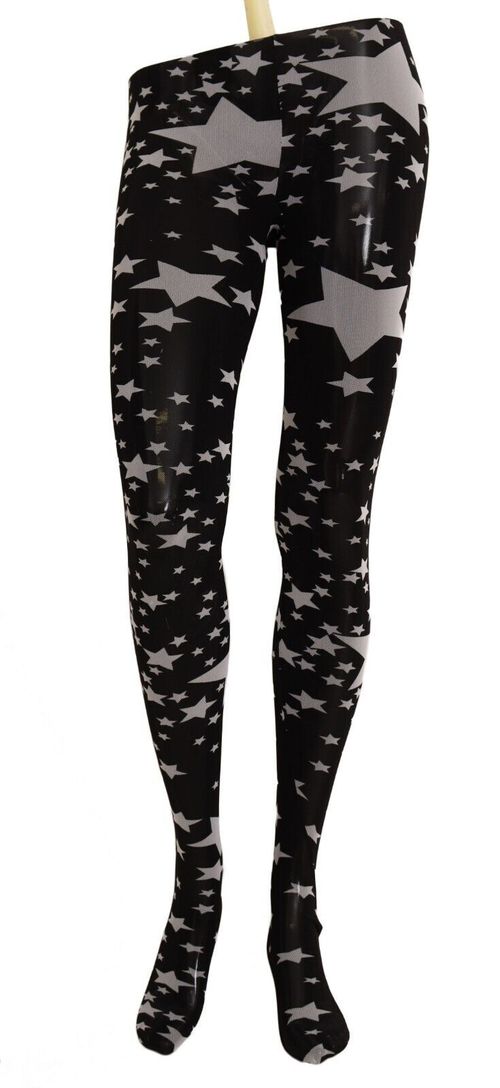 Star-Printed Nylon Leggings — Black