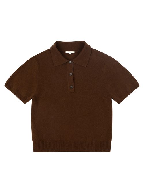 Front Half Button Placket Sweater Polo with Ribbed Cuffs and Hem