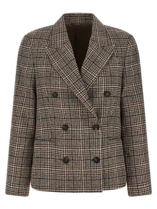 Double-Breasted Cashmere-Blend Blazer — Beige