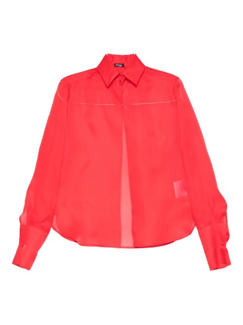 Sheer Panelled Shirt — Red