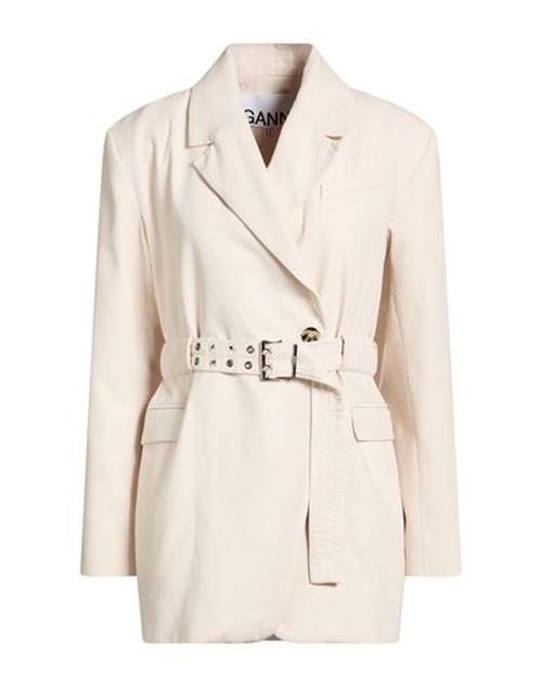 Woman Blazer Cream Size 4 Organic cotton, Linen